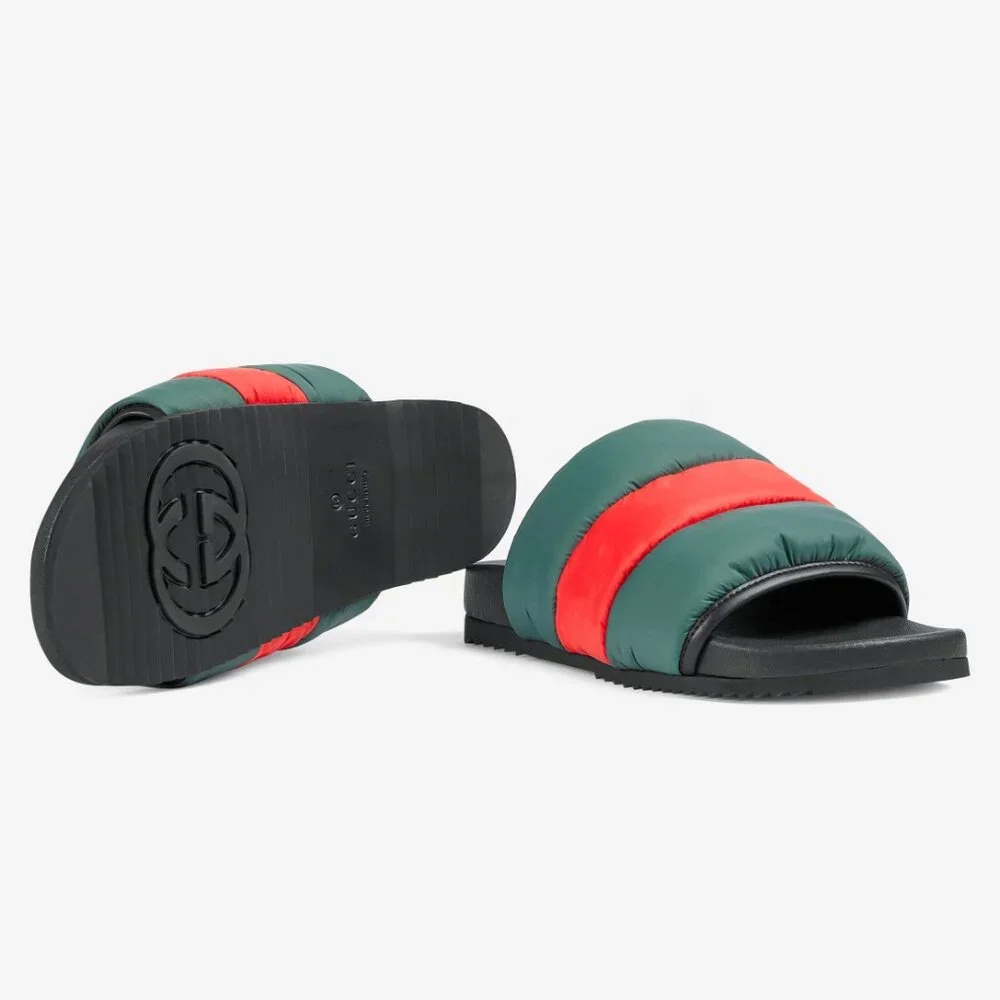 NEW GUCCI Women's Web Padded Nylon Slides Sandals EU 37 / US 7 Authentic